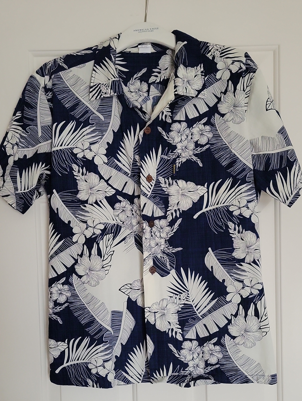 Navy & White Floral Tropical Shirt